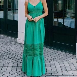 193. Jack By BB Dakota Kaia Green Maxi Dress with adjustable straps